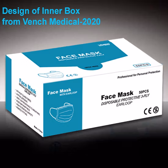 Máscara facial cirúrgica protetora, máscara médica, máscara cirúrgica, Bfe95mask, Bfe99mask, máscara facial de 3 camadas com alça de orelha, máscara médica