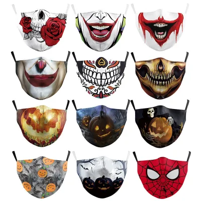 Design de moda tamanho adulto pano de algodão reutilizável personalizado luxo festa favor horror diabo festival máscara de halloween para venda