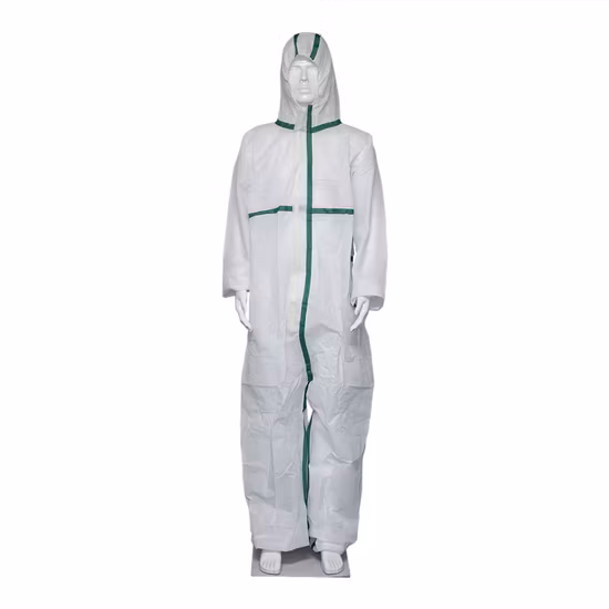 Macacão de proteção química tipo 4/5/6 com capuz elástico antiestático respirável macacão descartável